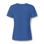 A heather blue short-sleeve t-shirt shown from the back, displayed on a clean white background with a soft drop shadow.