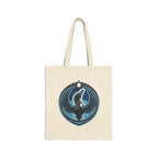 Beige tote bag with Rebel Loon emblem on a white background