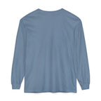 Blue long-sleeve shirt on a white background