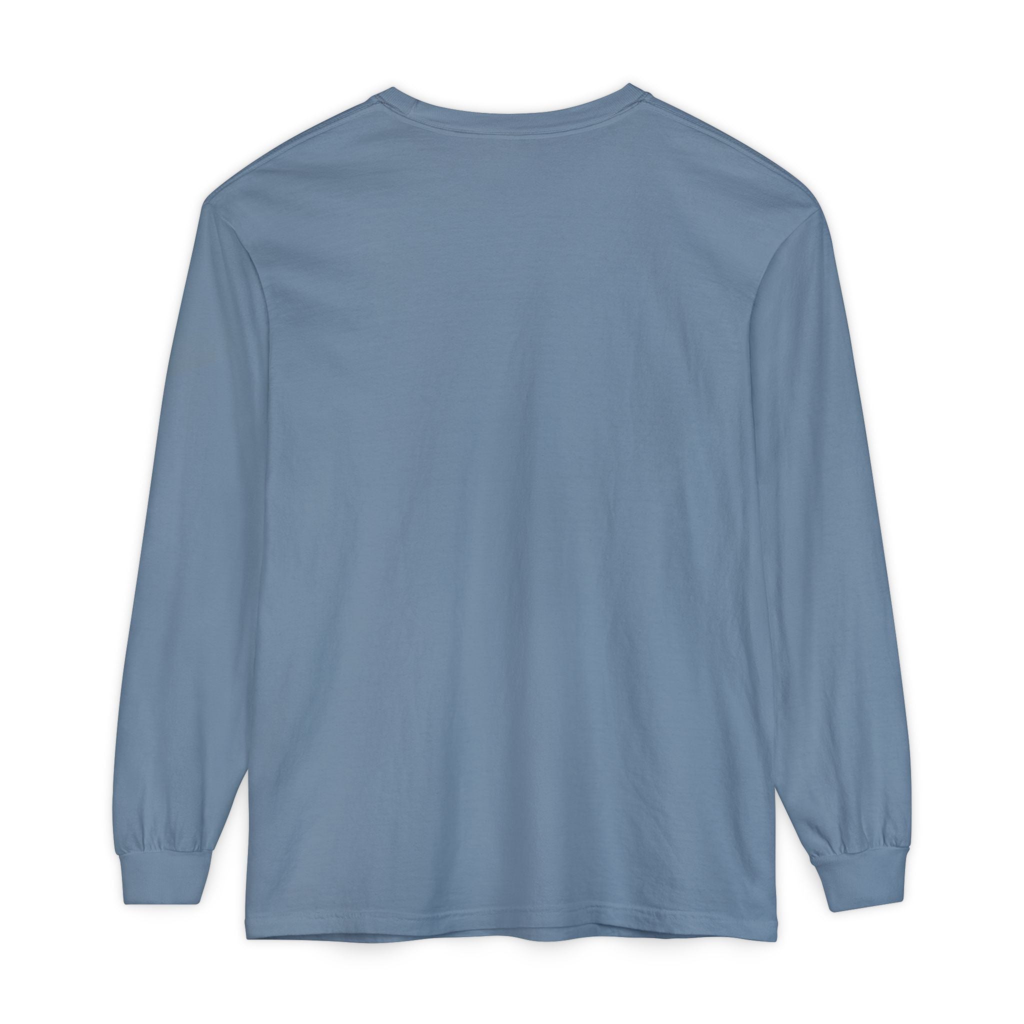 Blue long-sleeve shirt on a white background