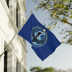 A Rebel Loon Flag hanging off of a building