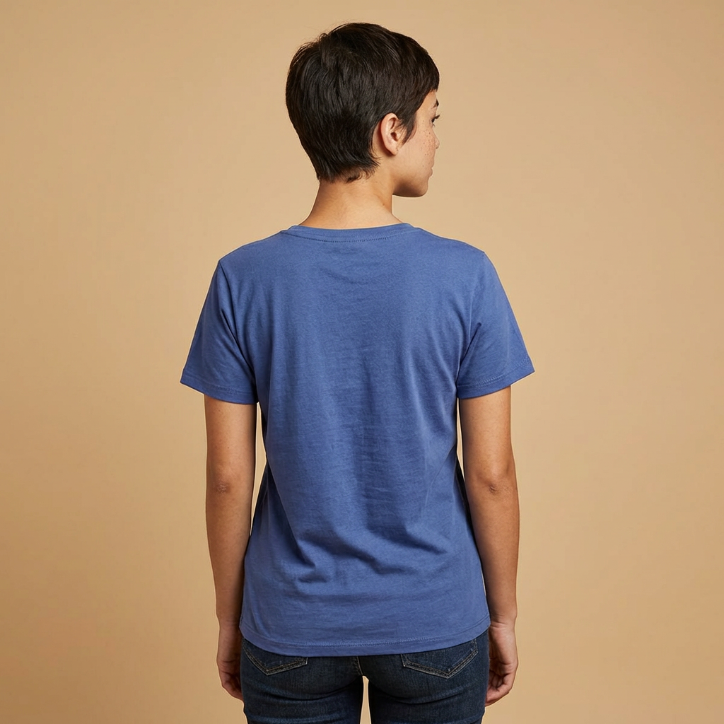Rear View of Womens V-Neck Shirt