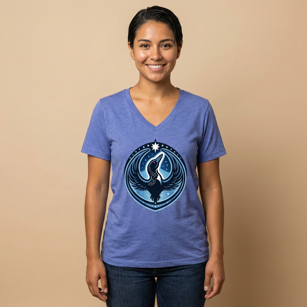 Front view of Womens Rebel Loon V-Neck Shirt
