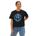 Woman wearing a black t-shirt with 'Bloom Babe' design on a white background