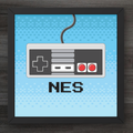 Framed artwork of a NES controller on a blue background